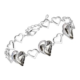 Leafael Infinity Love Heart Bracelet, Birthstone Bracelets For Women with Healing Stones, Allergy-Free Jewellery for Women with Gift Box, Silver-Tone Link Charm Bracelet, 7-inch chain 2-inch Extender