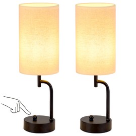 Dreamholder 2 Pack Cordless Bedside Table Lamp, 5000mAh Rechargeable Battery Operated Touch Desk Lamp, 3 Way&Stepless Dimmable Portable Nightstand Lamp for Bedroom/Office, Bulb Included, Black Shade