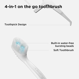 cleaings® Disposable Toothbrushes with Toothpaste - 4-in-1 Mini Travel Toothbrushes, Built-in Tongue Scraper, Floss & Picks for On-The-Go, Camping, Work (Mint)
