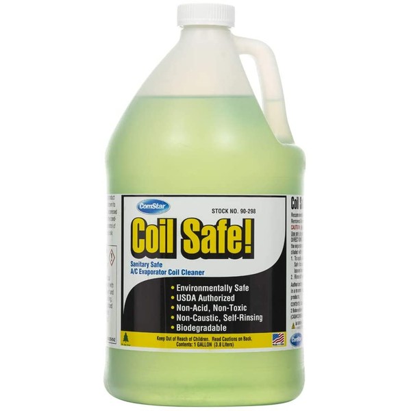 ComStar Coil Safe External Neutral pH, Non- toxic, Self-rinsing Evaporator Coil Cleaner Compatible with Commercial & Residential AC & Refrigeration in 1 Gallon | Made in USA