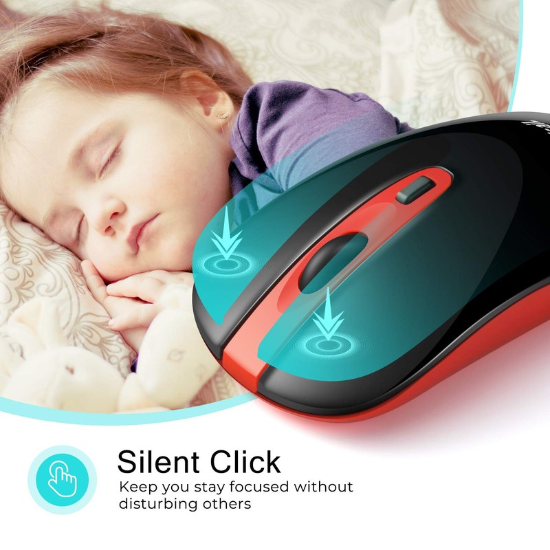 Leadsail Wireless Slim USB Mouse, Silent Click 3 Levels, 4