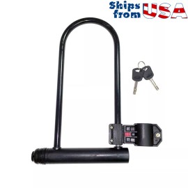 MMG Motorcycle Scooter Anti-theft Security Lock U Shaped, Two Keys and Carry Bracket