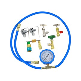 Wisepick AC R134A Refrigerator Freon Recharge Kit, with R134a Piercing Self-Sealing Can Tap, BPV31 Bullet Piercing Valves, R12 R22 Convert Tank Adapter, R134a Quick Coupler, Valve Core Remover