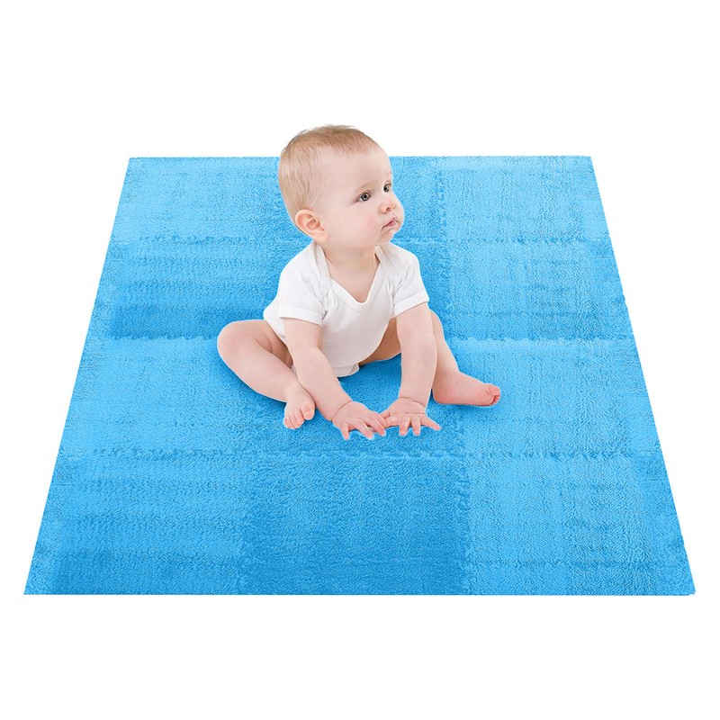10pcs Plush Puzzle Floor Foam Mat Tiles Fluffy Cuttable Anti