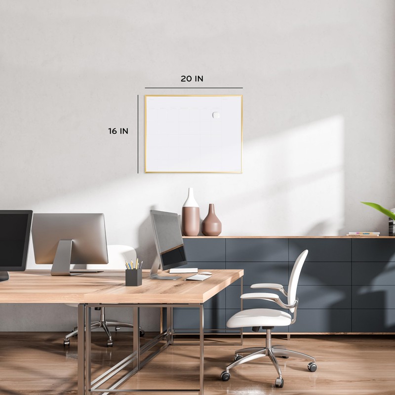 U Brands Magnetic Dry Erase Calendar Whiteboard for Wall, 20"x16",
