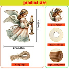 36PCS Bulk Wooden Christmas Angel Ornaments - 12 Vintage-Inspired Designs for Holiday Decor
