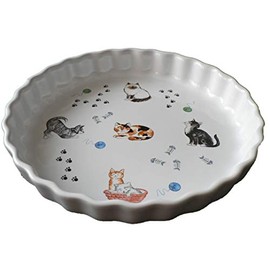 Cats Pattern 25cm Ceramic flan Quiche Dish