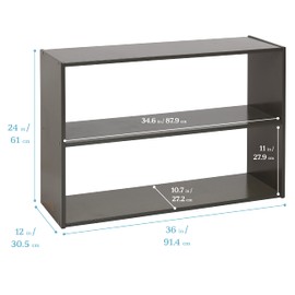 ECR4Kids Streamline 2-Shelf Storage Cabinet, 24in High, Double-Sided Display, Grey Wash