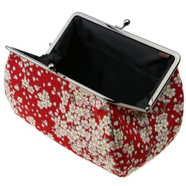 watona Crepe Cosmetic Pouch, Width 7.1 - 8.5 inches (18 - 21.5 cm), Large, 5.5 inches (12 cm), Maizakura, Red), 12 Mikura Red