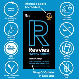 Revvies Energy Strips - Starter Pack | Almost Instant Boost | 15 Strips | 40mg Caffeine | Easy On The Stomach | Great For Exercise | Vegan | Sugar-Free