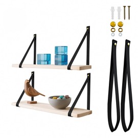 ELSKER&HOME Wall Hanging Webbing Straps,Hanging Shelf,Wall Wood Floating Shelves,Strap Swing Organizer for Bedroom,Living Room,Bathroom Dorm, Black(Without Wood)