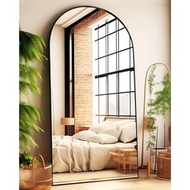 KOMCOTE Arch Mirror Full Length, Floor Length Mirror, Arched Floor Mirror, 76"x34" Wall Mirror Full Length, Oversized Floor Mirror, Bedroom Mirror Full Length, Black Floor Mirror for Living Room.