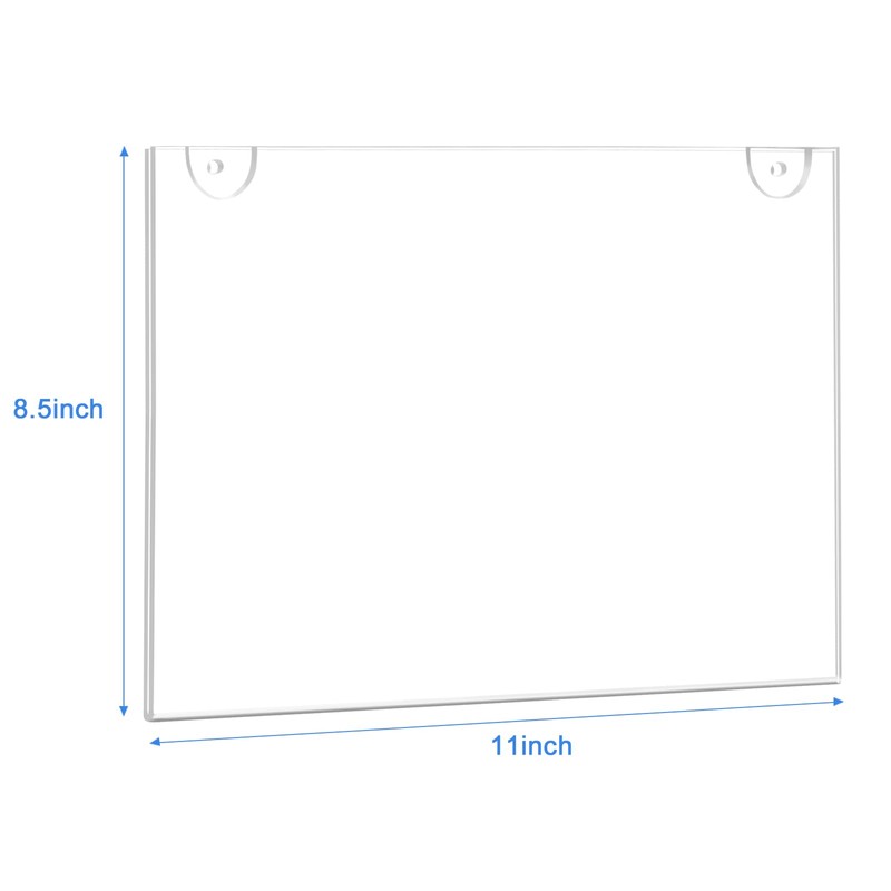 Acrylic Sign Holder 11x8.5 Horizontal, Wall Mount Document Holder, Clear