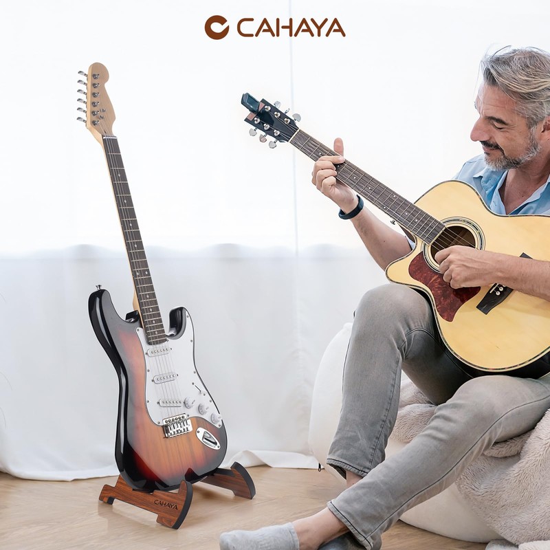 CAHAYA Guitar Stand, Ukulele, Acoustic Guitar, Wooden, Foldable, Easy Assembly,