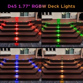 Deck Light RGBW 6 Pack, Φ1.77 Inches RGB/Warm White Light WiFi Control, LED Deck Lights Kit Low Voltage DC12V, IP67 Waterproof Deck Lights for Stairs with Remote Control