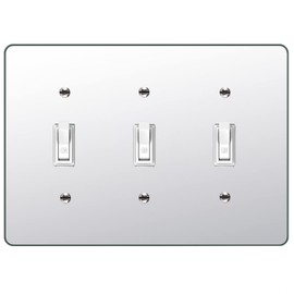 Silver Mirrored Switch Plates - 3 Gang Wall Cover, Durable Acrylic Decorative Light Switch Plates