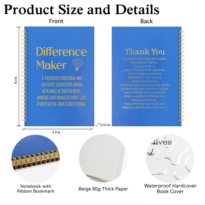 XQLZY Funny Difference Maker Navy Blue Spiral Double Sided Notebook