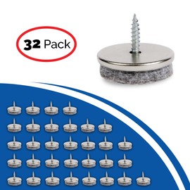 SIMALA Chair Leg Floor Protectors - 28mm Diameter Furniture Pads Floor Protectors, 5MM Thick For Durability. 32 Pack Felt Pads For Furniture Feet with Easy Screw Installation