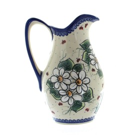 Blue Rose Polish Pottery Ladybug Pitcher