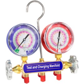 Manifold 42001 Charging Manifold and Test, 2-Valve, A/C Manifold Gauge, with 3-1/8" Gauge