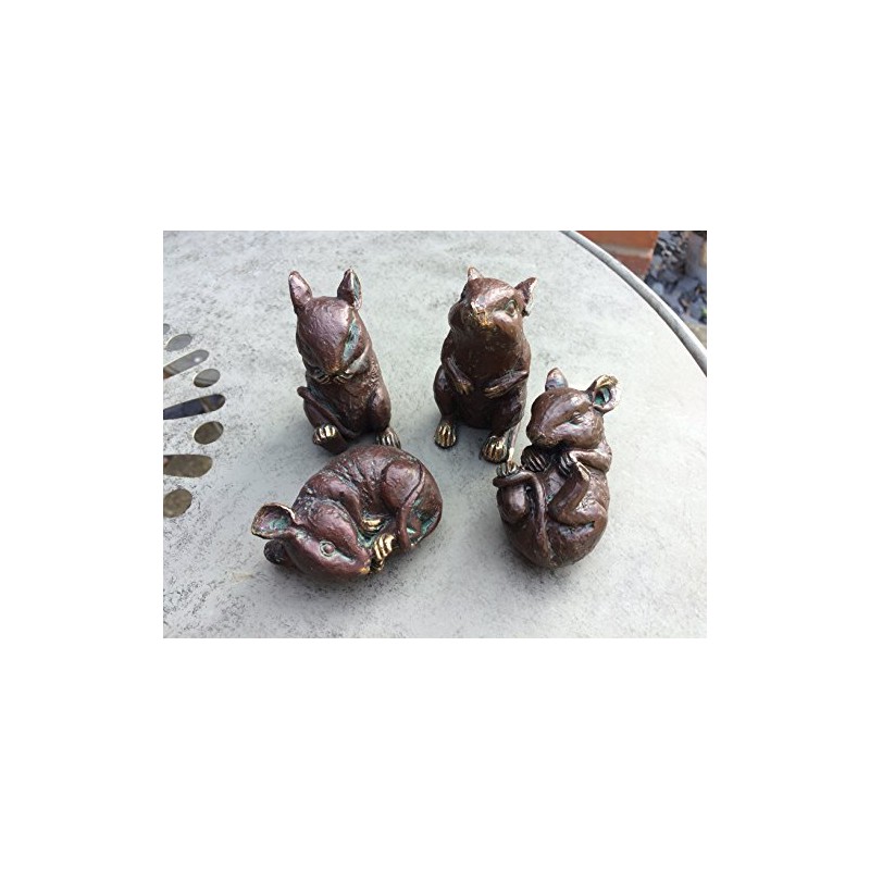 London Ornaments Set of 4 Cute Bronze Effect Mice (B)