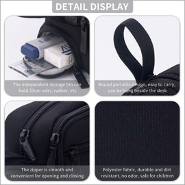 HVOMO Large Pencil Case High Capacity Holder Box Storage bag Desk Organizer Marker Pouch Pen For Middle School Office College Adult Girl and Boy(Black)