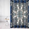 Serafina Home Boho Shower Curtain, Navy Teal White Mandala Floral