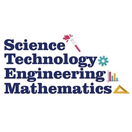 STEM Banner Art with Graphs, Cogwheel, Protractor and Laboratory Tools for Class Wall Decoration - Science Technology Engineering Mathematics Creative Artwork Design for School Classroom Vinyl Wall Decal - 30" x 12"