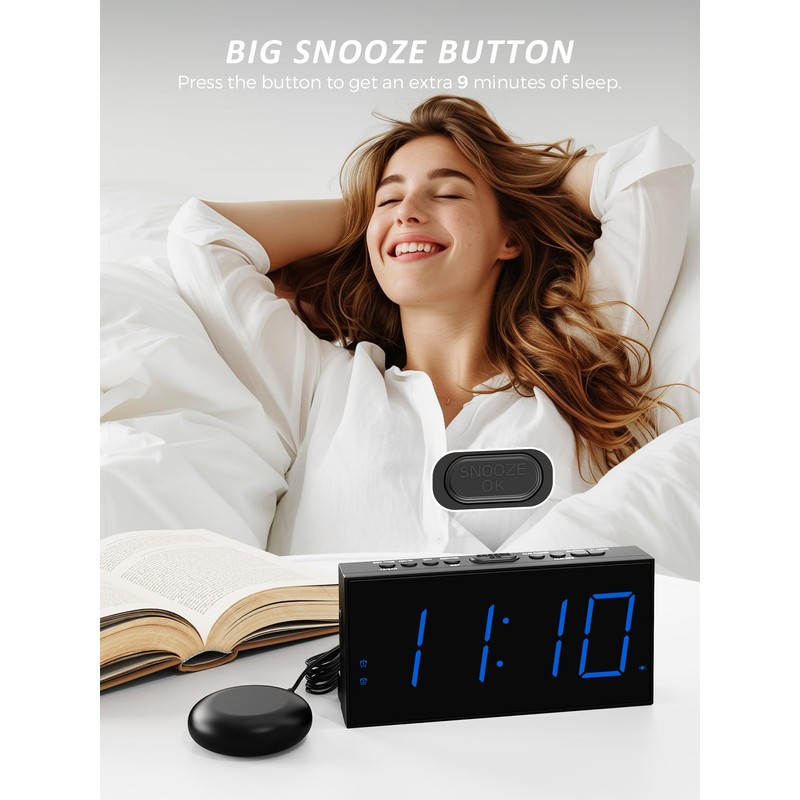 Mesqool Extra Loud Alarm Clock with Vibration for Bedroom, Bed
