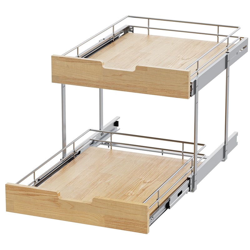Sikarou Pull Out Cabinet Organizer,Heavy-Duty Slide Out Shelf, Wood And
