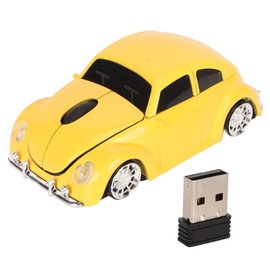 Car Mouse, 1600DPI 2.4GHz Wireless Gaming Mouse Sports Car Shaped Mouse with USB Receiver, Auto Sleep Mode, LED Light Cordless Computer Mouse for Laptop Desktop (Yellow)
