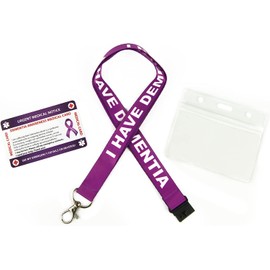 Medical Card Awareness with Writable Panel and Patterned Lanyard, Emergency Contact PVC Card (Dementia)
