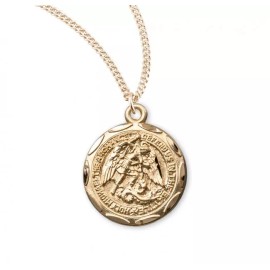 16Kt Gold Plated Sterling Silver Saint Michael Pendant Medal Necklace w/ Chain