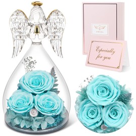 Sunia Mother's Day Gifts for Mum, Eternal Rose Angel Gifts for Mum, 3 Eternal Rose in Glass Angel, Infinity Rose Gifts for Women, Birthday Gift for Women, Mother's Day Valentine's Day