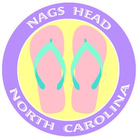 Athena Brands Flip Flops Nags Head North Carolina - Car Truck Window Bumper Sticker Decal - Panama Purple
