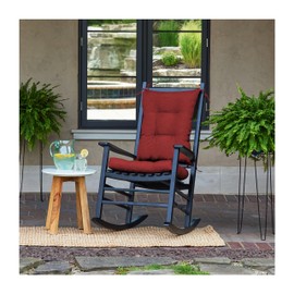 Arden Plush Indoor/Outdoor Rocking Chair Cushion Set, 18 x 20, Water Repellent, Fade Resistant, Tufted Cushion for Rocking Chairs Ruby Red Leala