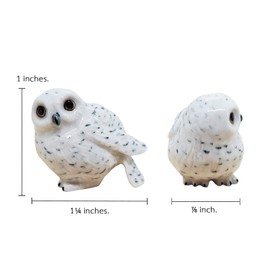 WitnyStore Tiny 1" High White Snowy Owl Look Left Figurine - Miniature Hand Made Painted Ceramic Owls Owlet Nocturnal Bird Cute Birds Porcelain Animals Small Decorative Collectible Figures Décor Gifts