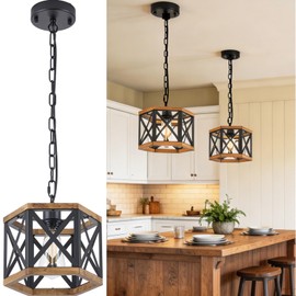 2 Pack Rustic Farmhouse Pendant Light Kitchen Island, Hanging Light Fixture