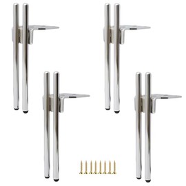 4 Metal Furniture Legs, Modern Replacement Sofa Legs, Coffee Table, TV Cabinet, Bathroom Cabinet with Screws+Floor Protection+Silent Non-Slip Base (Silver, 18 cm)