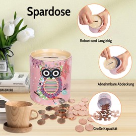 Figarge Money Box Lovingly Illustrated Money Boxes for Girls Boys Children's Day Birthday School Gifts Piggy Bank Made of Metal (Pink)