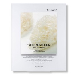 Allione Triple Mushroom Vintage Mask Sheets 5 Pack Luxury Seaweed Jelly Sheet Mask Premium Amino Serum Firming Radiance Boost Recipe Luxury Bio Cellulose Sheet