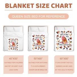 Fihevur Chicken Blanket for Girls, Chickens Gift for Women Girls, Just A Girl Who Loves Chickens Blanket for Couch Bed Room Decor 50"x 60"