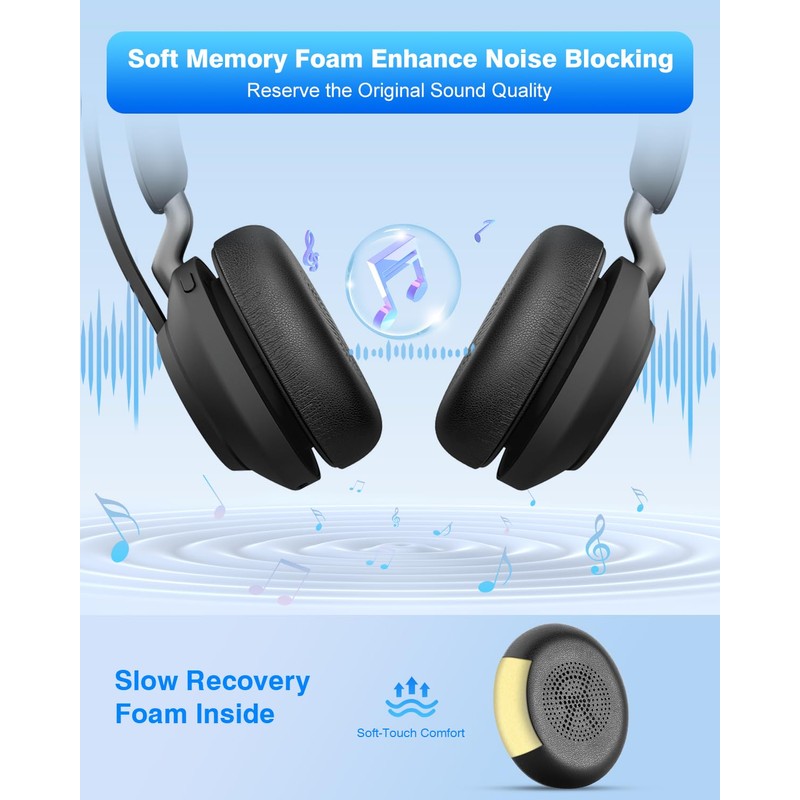 Replacement Earpads for Jabra Evolve2 65 (65MS 65UC USB)/Evolve2 40
