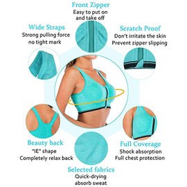 DODOING Zip Front Sports Bra Post Surgery Bra Yoga Bra Workout Fitness Activewear Racerback Padded Bras for Women