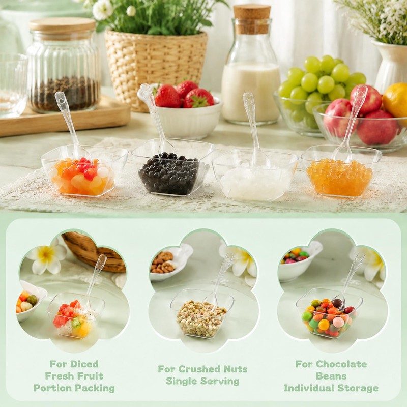 COCPOK 100 Pack Mini Dessert Cups With Spoons, 2 oz