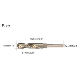 NACX 18mm Reduced Shank Cobalt Drill Bit, HSS 6542 High-Speed Steel Twist Drill Bits with 1/2” Shank for Stainless Steel Alloy Metal Plastic Wood