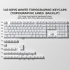 GMKWTL XVX White Backlit Topographic Keycaps, Doubleshot PBT Keycap Set,