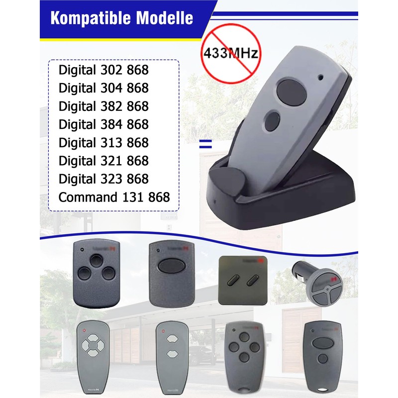868MHz Handheld Transmitter for Marantec Digital 302, 304, 382, 384,