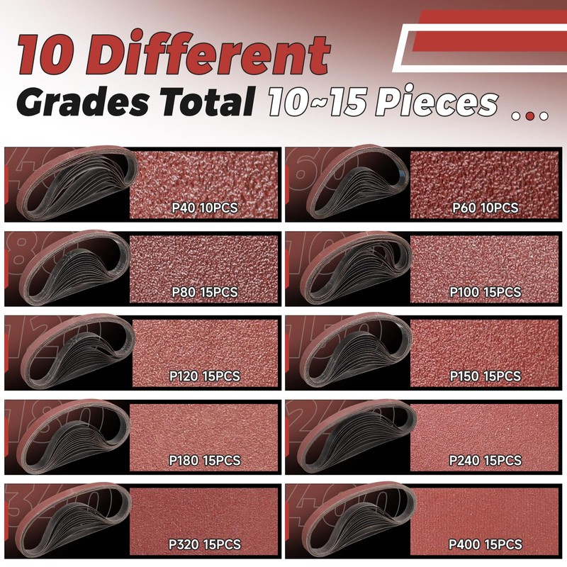 STEBRUAM Sanding Belt 25 x 762 mm,15PCS 100 Grit Belt