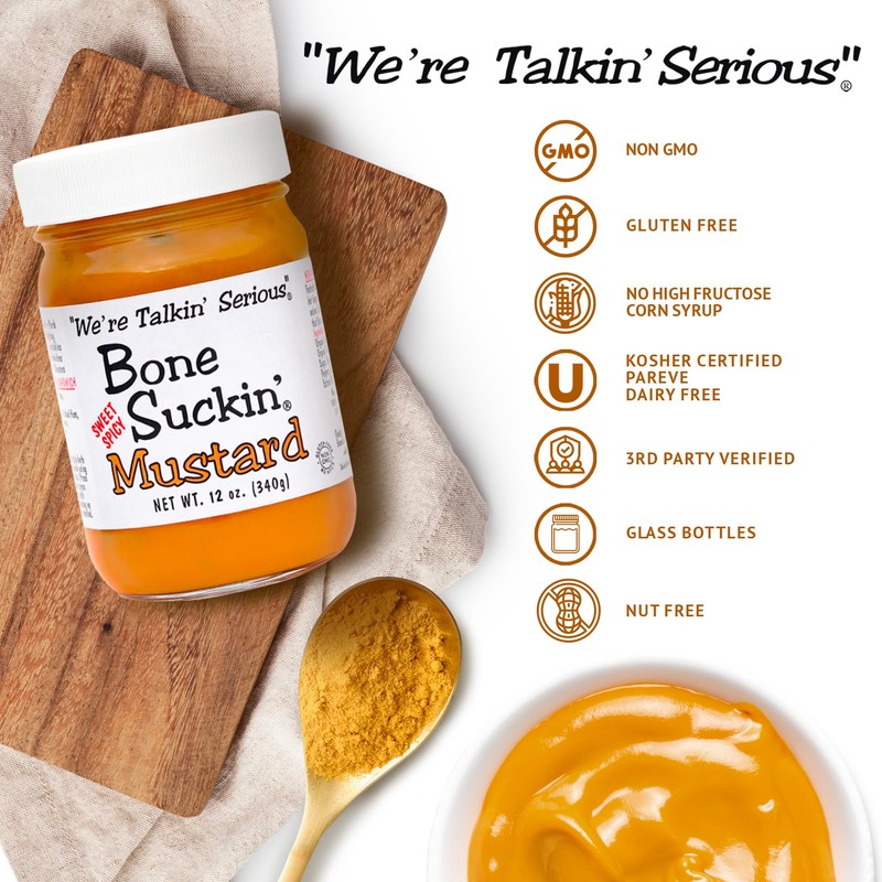 Bone Suckin' Sauce Mustard, Non GMO, Gluten and Fat Free,